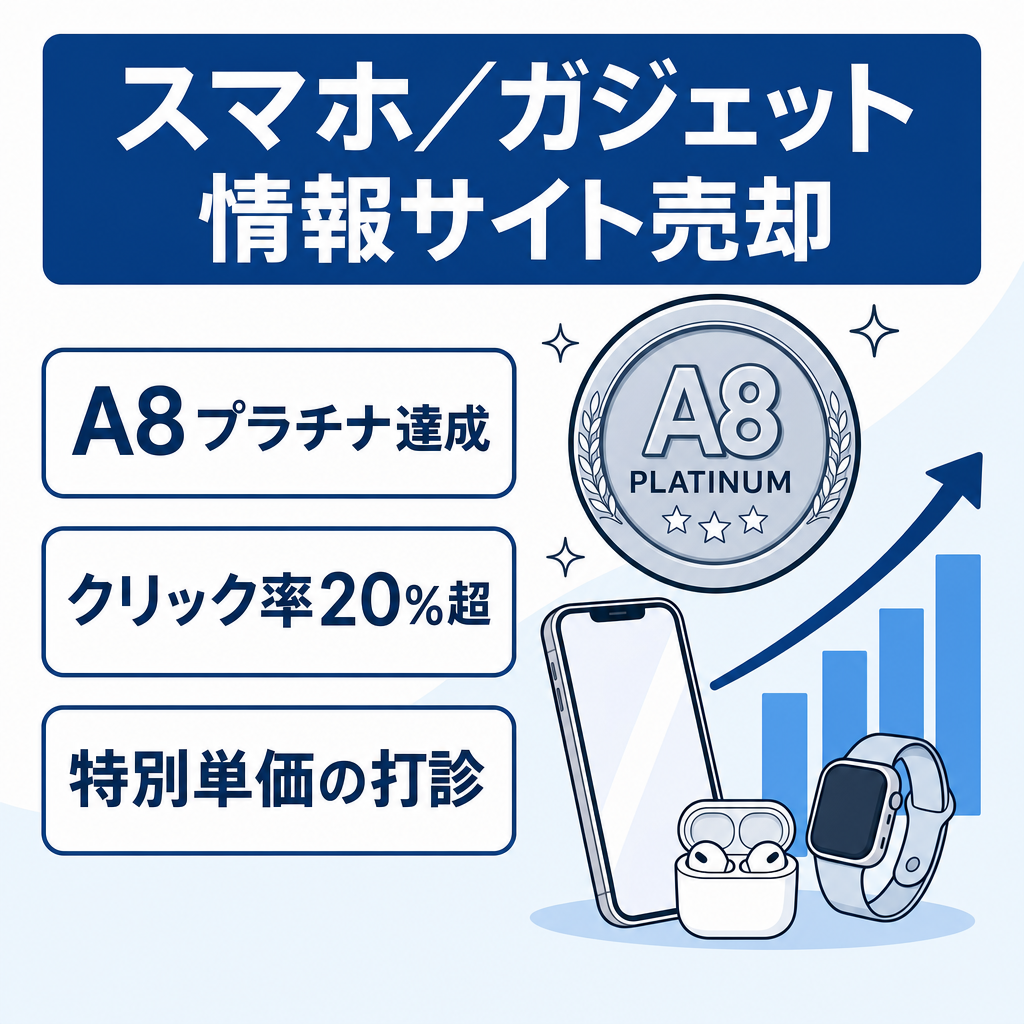 【A8プラチナ達成！】スマホ・ガジェット情報サイト｜大手と競合しにくいジャンルで収益化