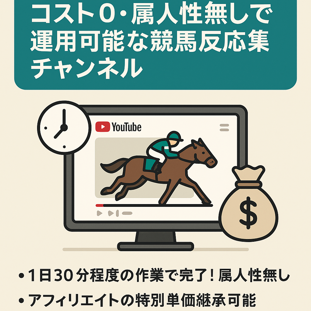 【収益化通過済み】コスト0・属人性無しで運用可能な競馬反応集チャンネル