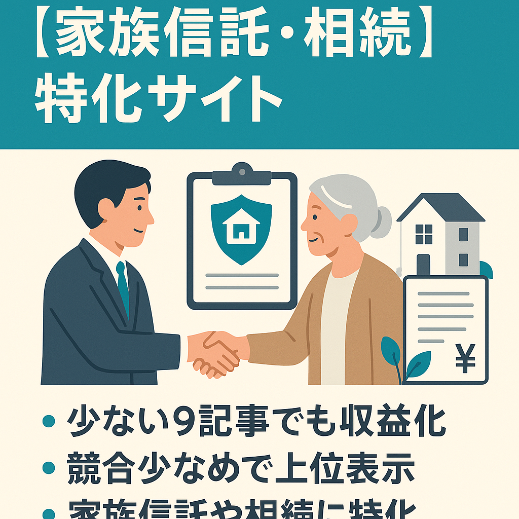 少ない9記事記事でも収益化！！家族信託や相続の特化サイト