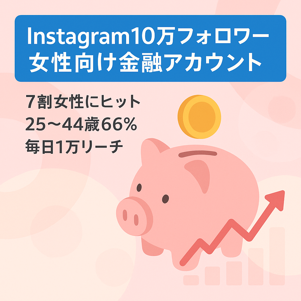 【Instagramフォロワー10万】女性向けの金融アカウント