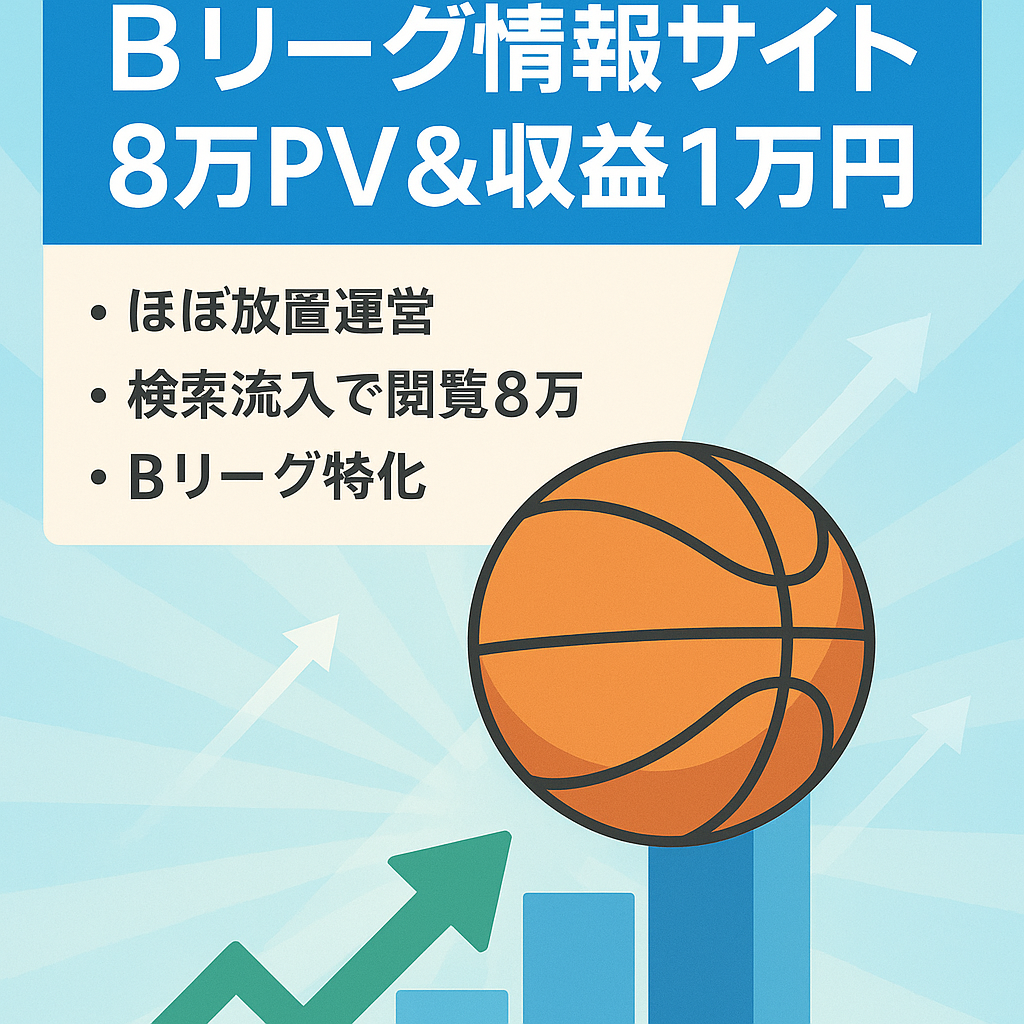 【最高8万PV＆収益10000円】今話題のBリーグ情報発信サイト