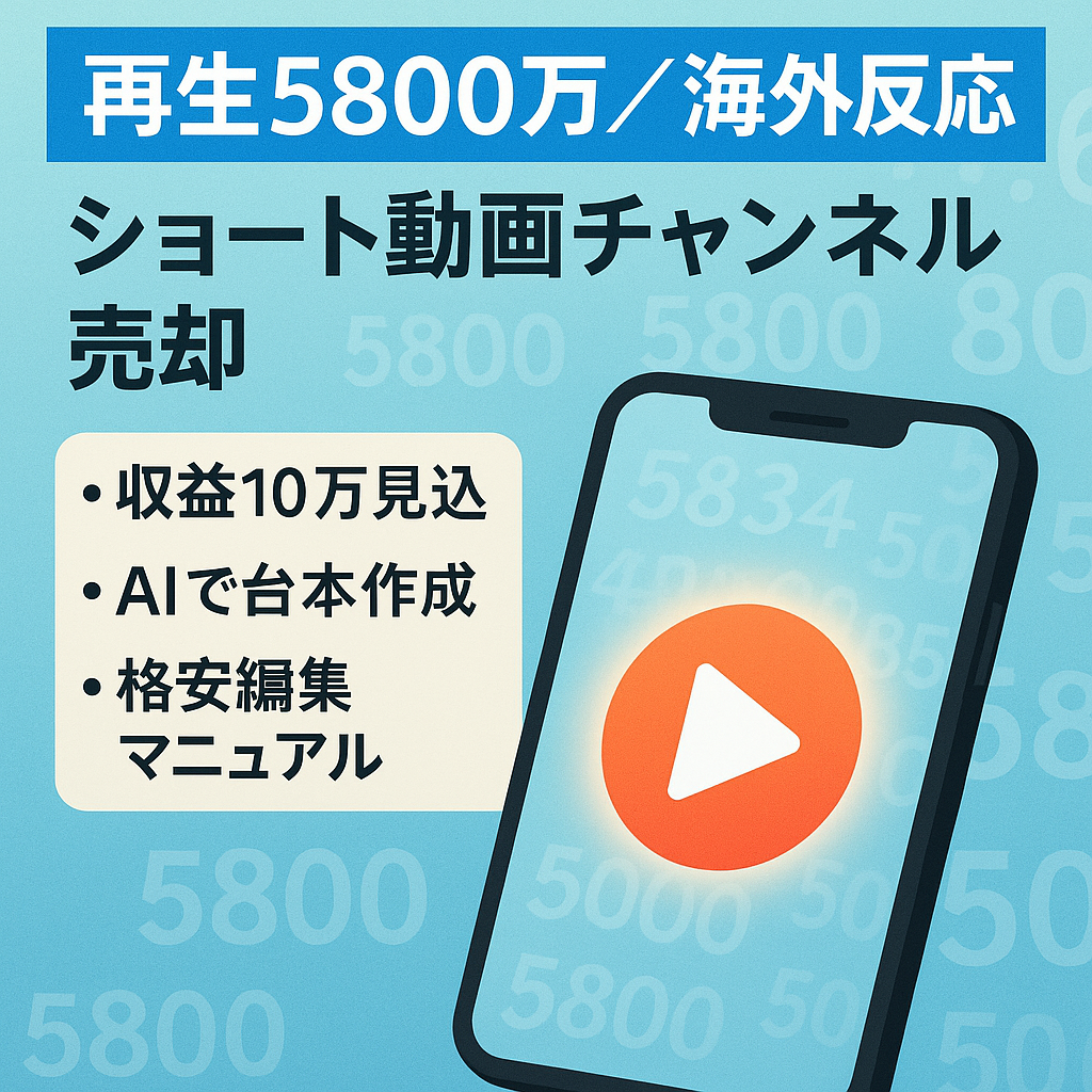【総再生数5,800万再生！登録者数37,000人越え】AI活用でらくらく台本作成：属人性なし海外の反応ショート動画チャンネル【12月収益10万↑見込み】