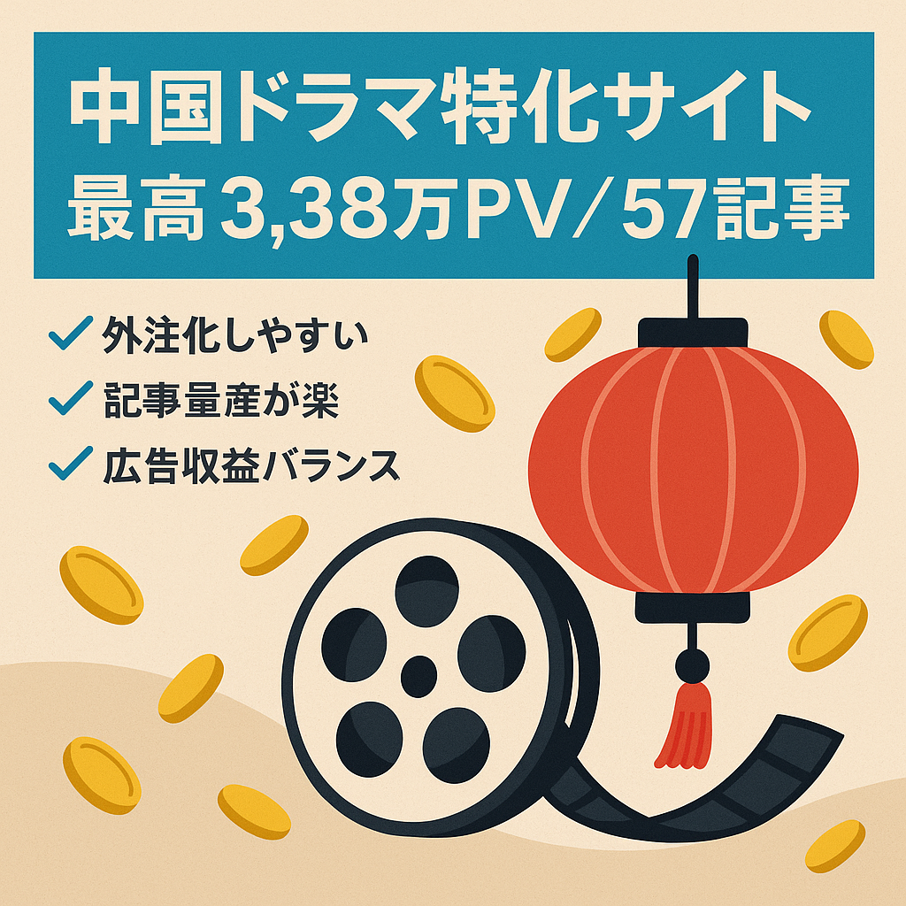【中国ドラマ特化サイト】57記事・最高33,814PV！安定して稼ぎやすい穴場ジャンル