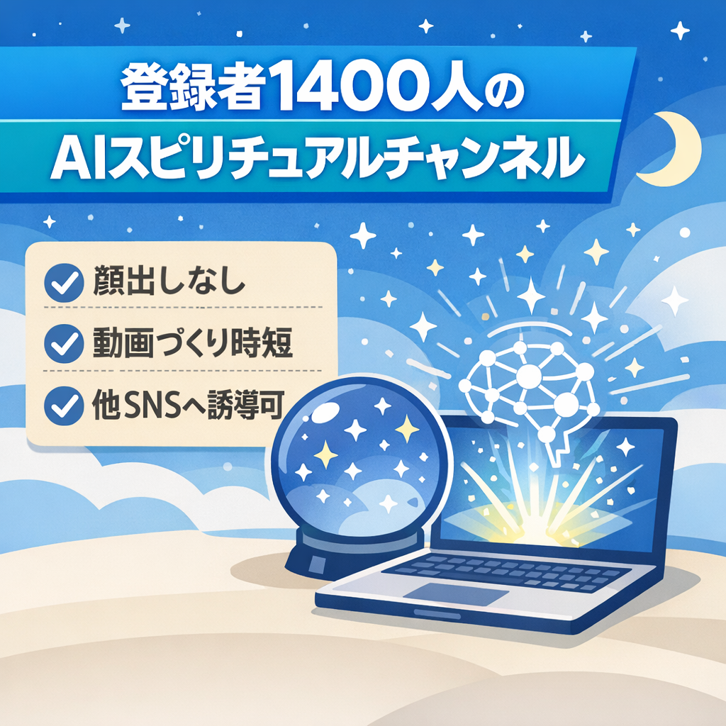 ！最終値下げ！■登録者1400人↑■すべてAIで作成のスピリチュアル系チャンネル【顔出しなし！】