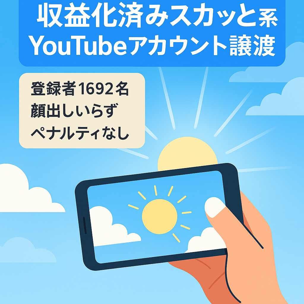 【収益化済みのチャンネル・登録者1,692名】顔出し不要！スカッと系YouTubeのアカウント譲渡！