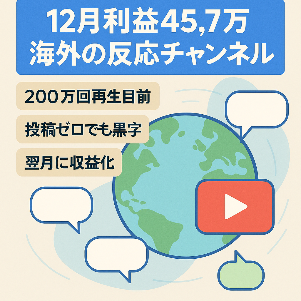 【12月利益45.7万】海外の反応チャンネル【顔出しなし】