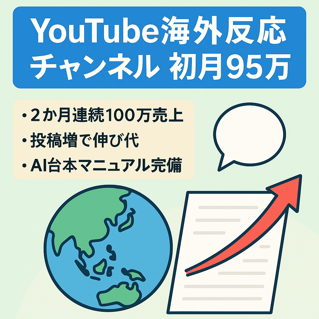 値段交渉大歓迎！！【運用開始初月から95万円】急成長の「海外の反応系」チャンネル