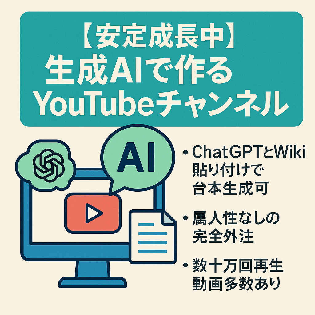 【安定成長中】完全外注&自動化済・生成AIで作るYouTubeチャンネル【初心者に最適】