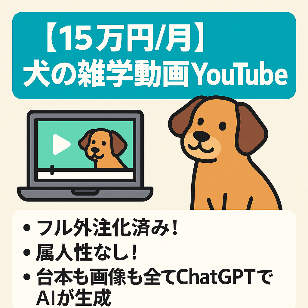 【15万円/月】犬の雑学動画YouTube【フル外注化済み / 登録者4000人越え】