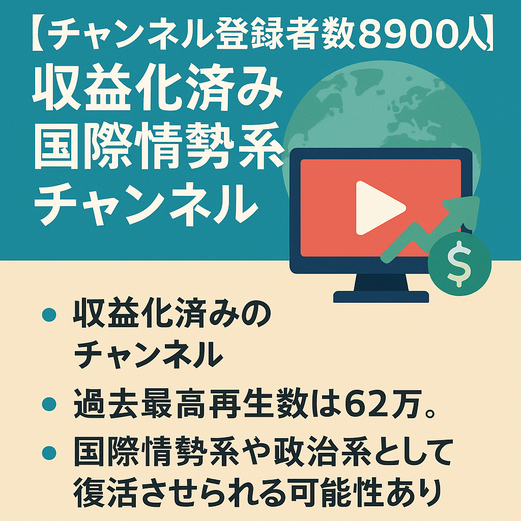 【チャンネル登録者数8900人】収益化済み国際情勢系チャンネル