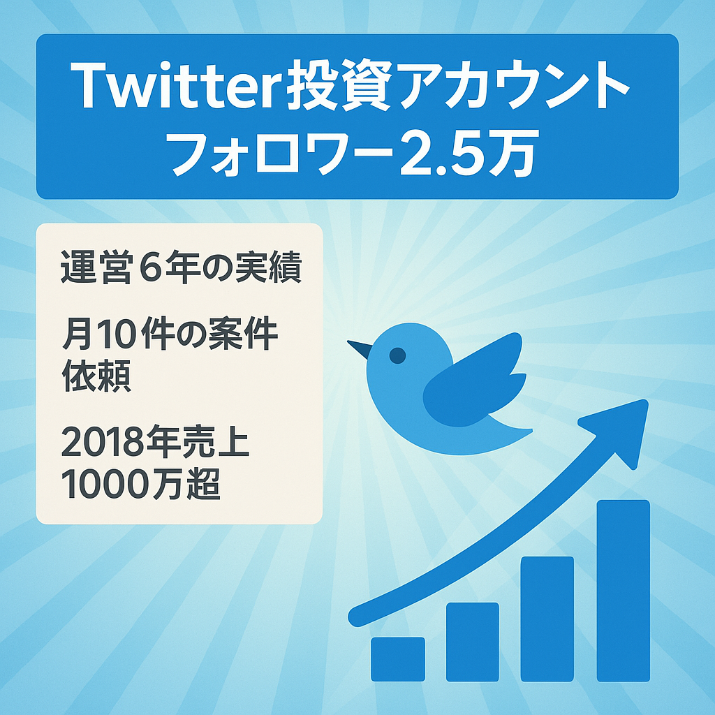 【投資系案件多数】Twitterフォロワー数2.5万人の投資系アカウント