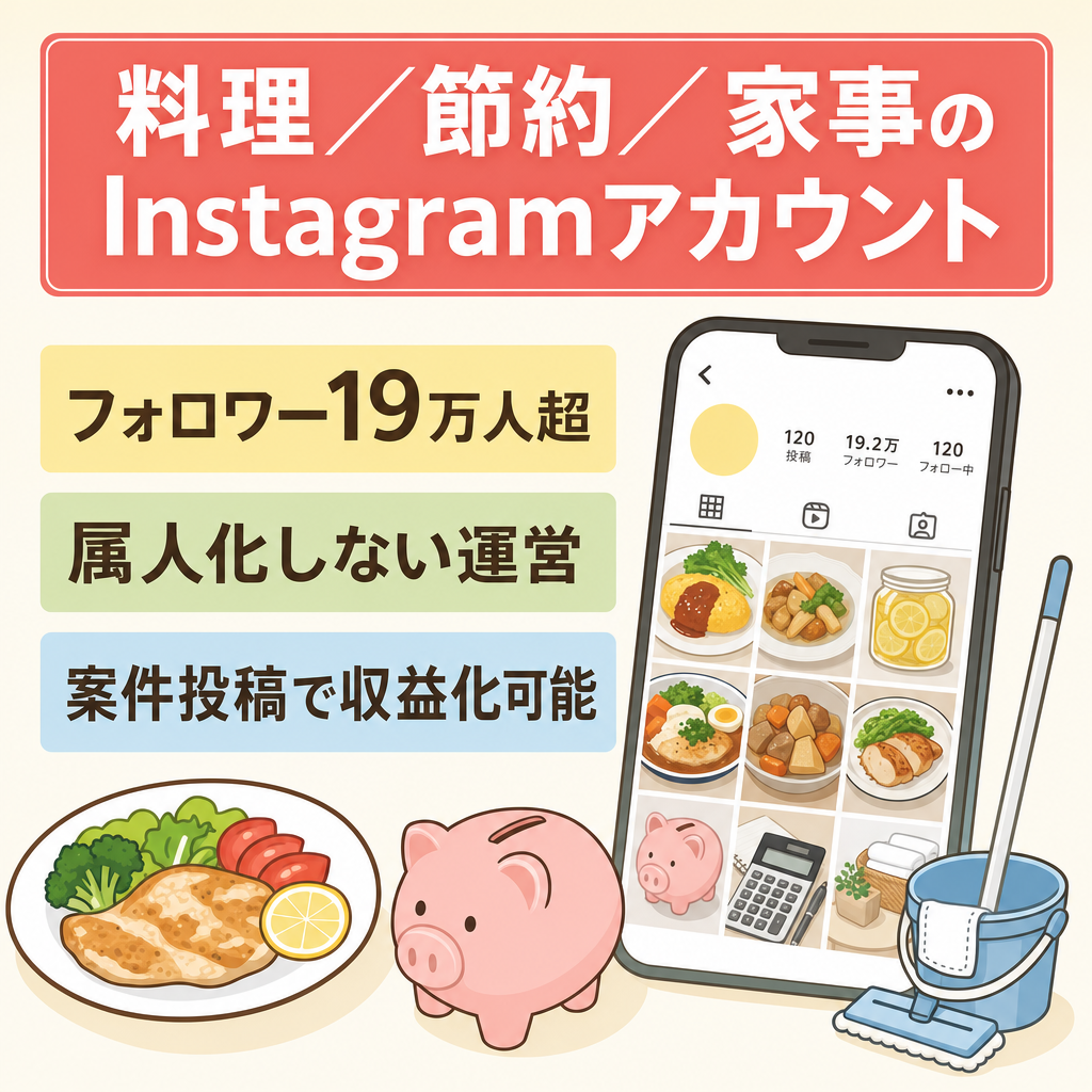 フォロワー19万人の料理・節約・家事に特化した大型リポストアカウント【instagram】