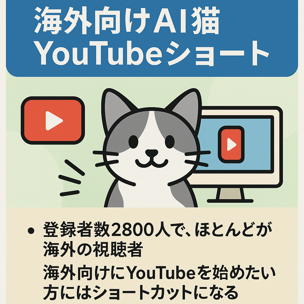 【収益化目前】【登録者数2800人】海外向けAI猫YouTubeショート