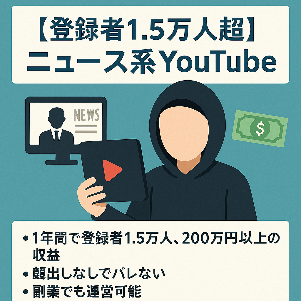 【登録者1.5万人越え/直近の年間収益200万円以上】顔出し不要のニュース系YouTubeのアカウント譲渡【値段交渉歓迎・訳アリ】