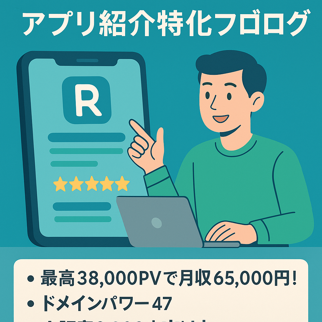 【最高月間PV38,000で収益65,000円！】AIなし96記事3,000文字以上のアプリ紹介特化ブログ！