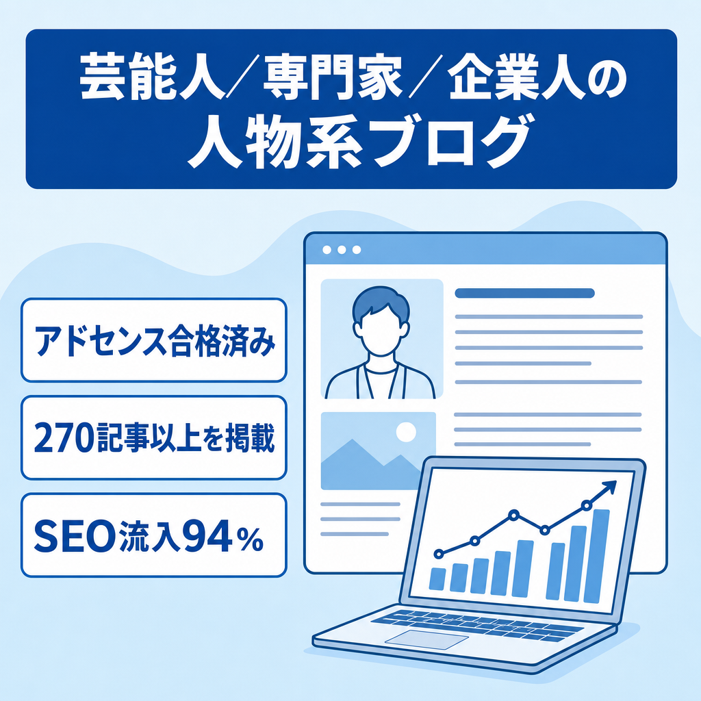 芸能人や専門家/研究家/企業人の人物系エンタメブログ【オーガニック検索流入94％】