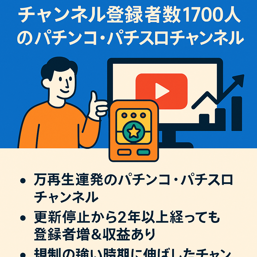 【YouTube収益化済】チャンネル登録者数1700人のパチンコ・パチスロチャンネル