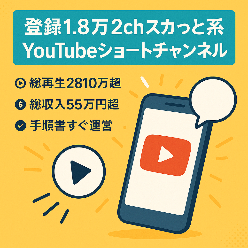 【収益化済/高品質！】登録者1.8万人超え！2024年3月に最高月収約28万円！2chスカっと(DQN返し)系YouTubeショート動画チャンネル