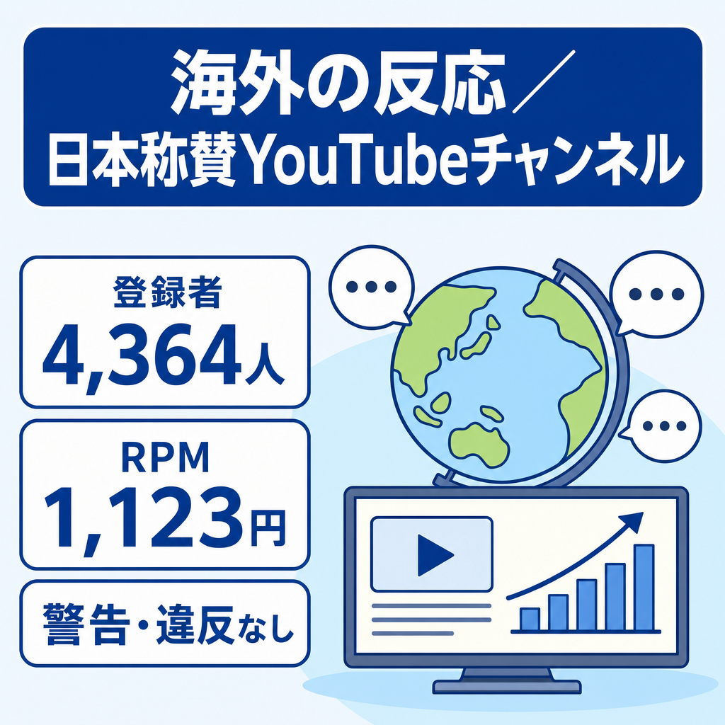 【登録者4,364人超え！】海外の反応日本称賛系YouTubeチャンネルの譲渡【警告・違反なし】
