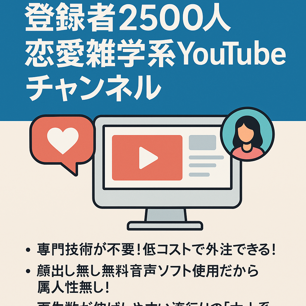 【急成長・属人性なし！】登録者2500人恋愛雑学系YouTubeチャンネル
