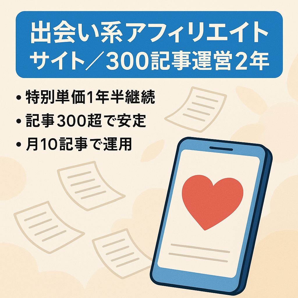 【運営歴2年・300記事以上・平均利益28万円】出会い系特化のアフィリエイトサイト