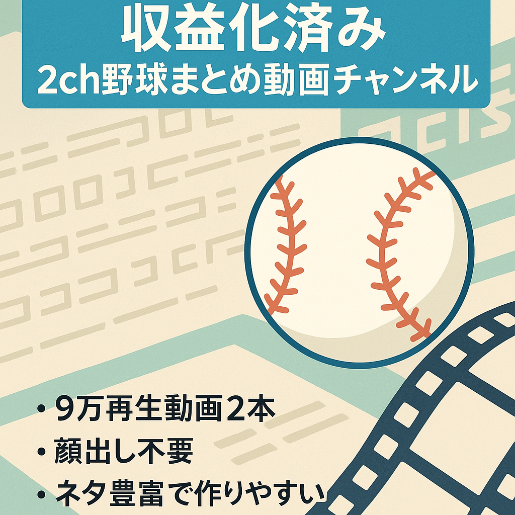 【収益化済み/登録者1640人】2chの野球スレまとめ動画を投稿しているチャンネルです！