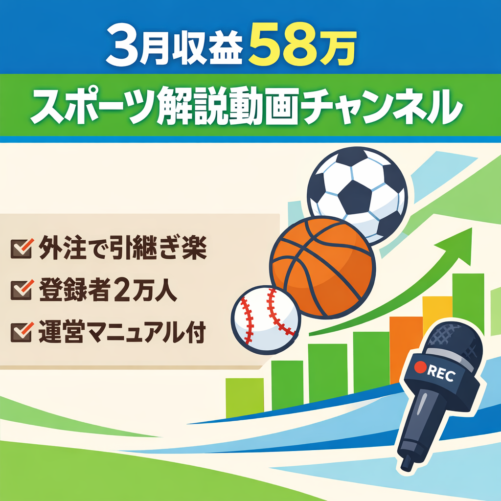 【3月収益58万・外注運営・登録者2万】成長中で人気のスポーツ解説チャンネル
