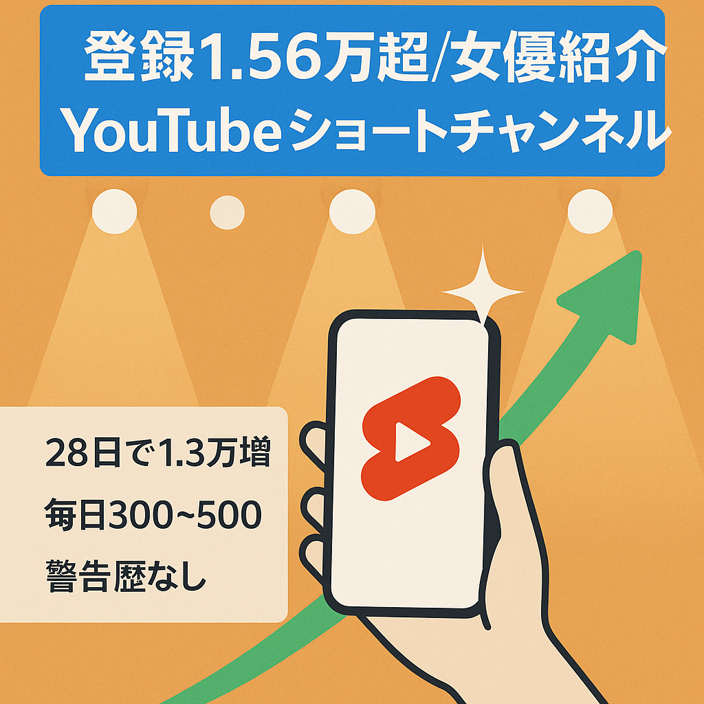 【チャンネル登録1.56人超え・収益6.3万/月】Youtubeショート（女優紹介）アフィリエイトのチャンネル