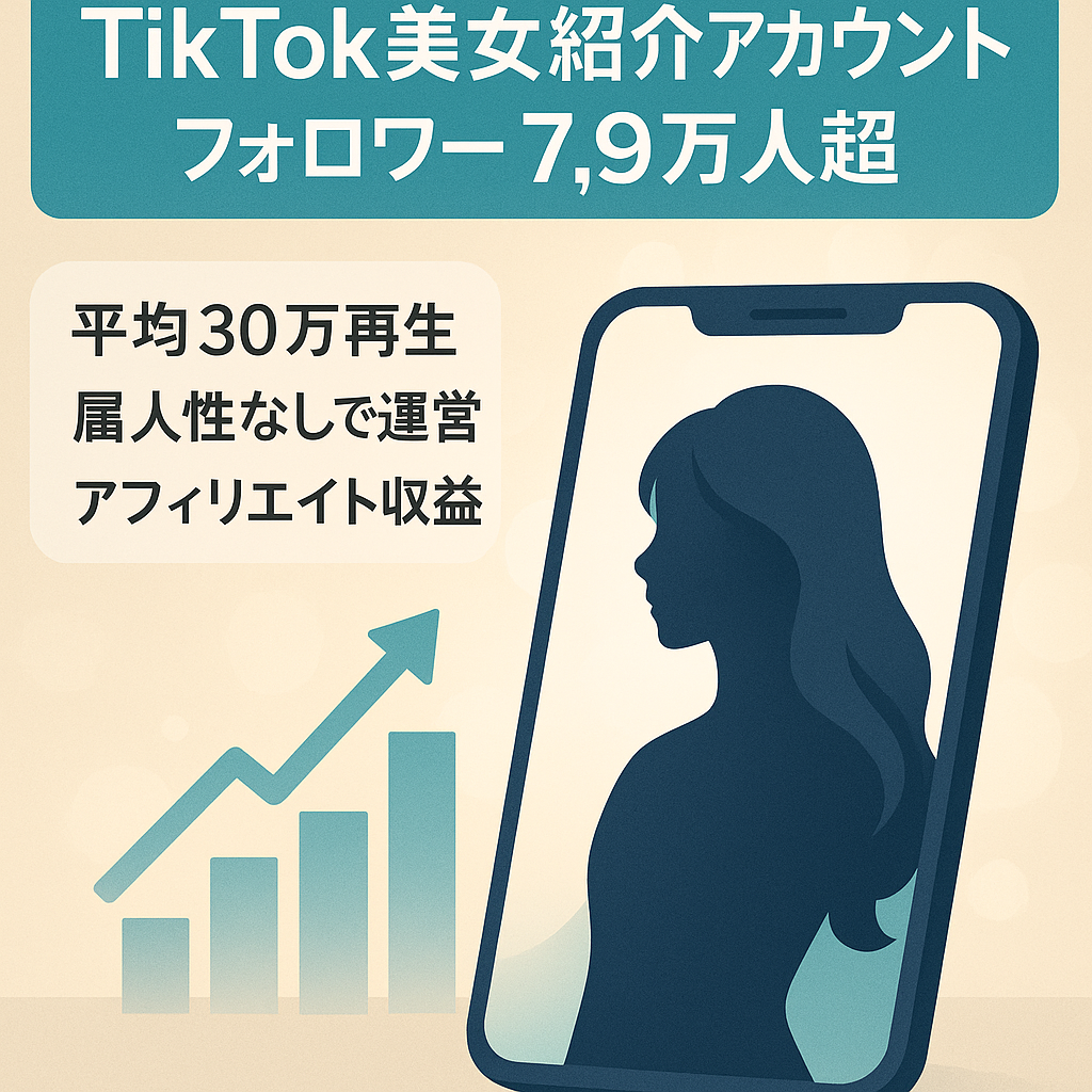 【TikTok フォロワー数79000人以上】美女紹介アカウント　平均約30万再生以上　高インプレッション数