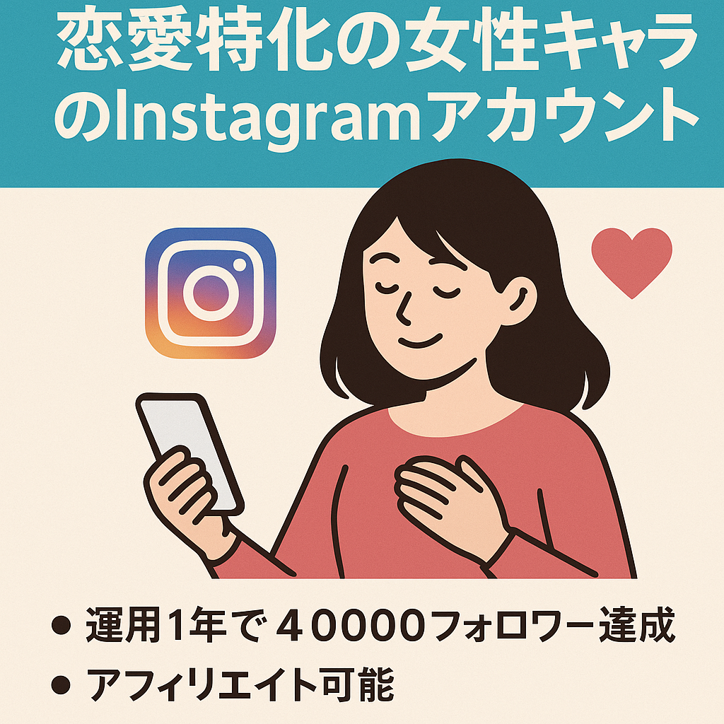 【格安販売】運用1年半の恋愛特化の女性キャラのInstagramアカウント