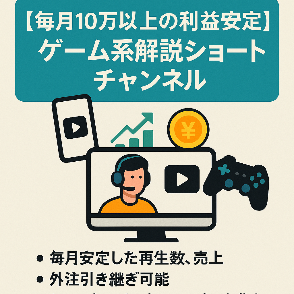 【毎月10万以上の利益安定】月間再生数500万超の登録者5000人ゲーム系解説ショートチャンネル