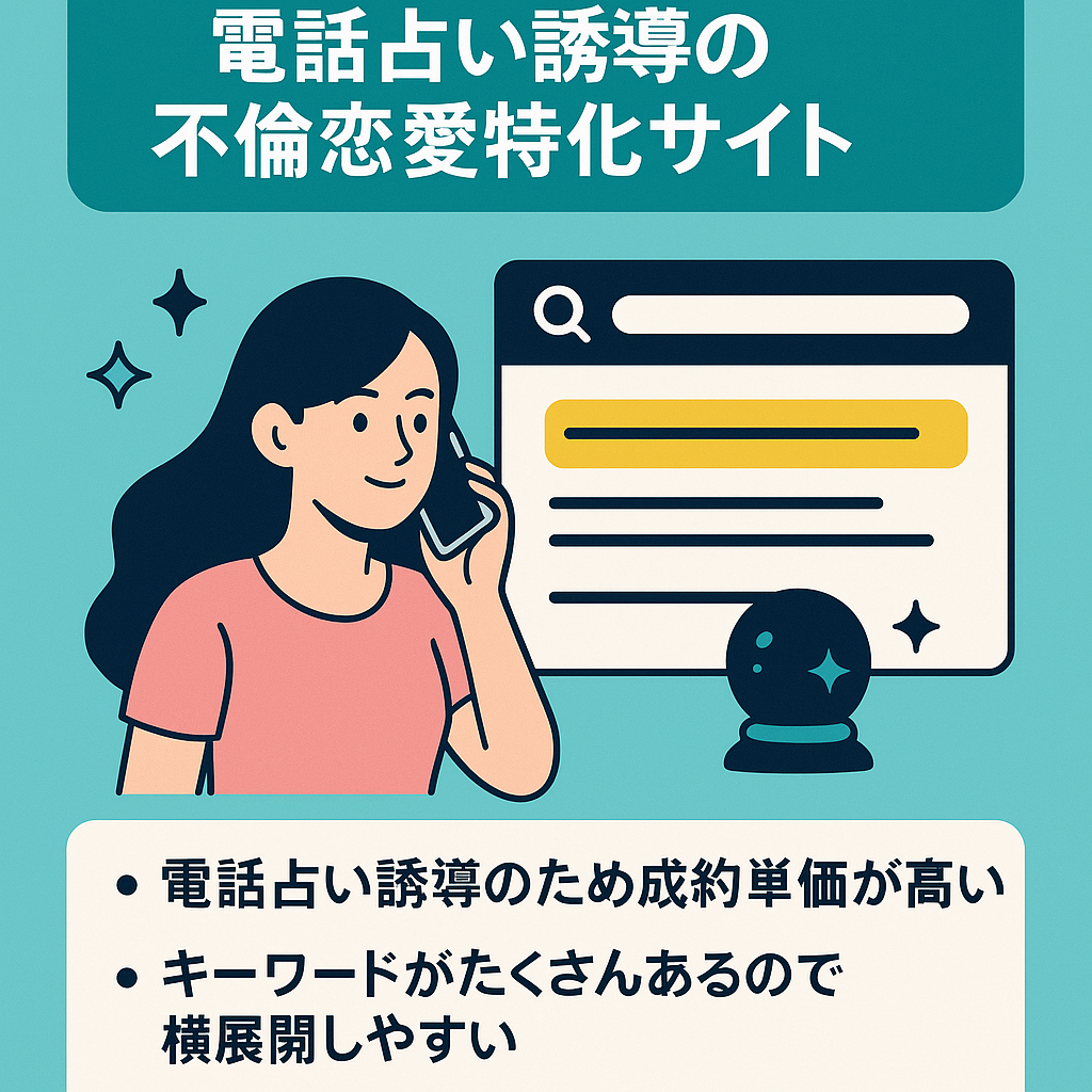 【上位表示記事多数】電話占い誘導の不倫恋愛特化サイト