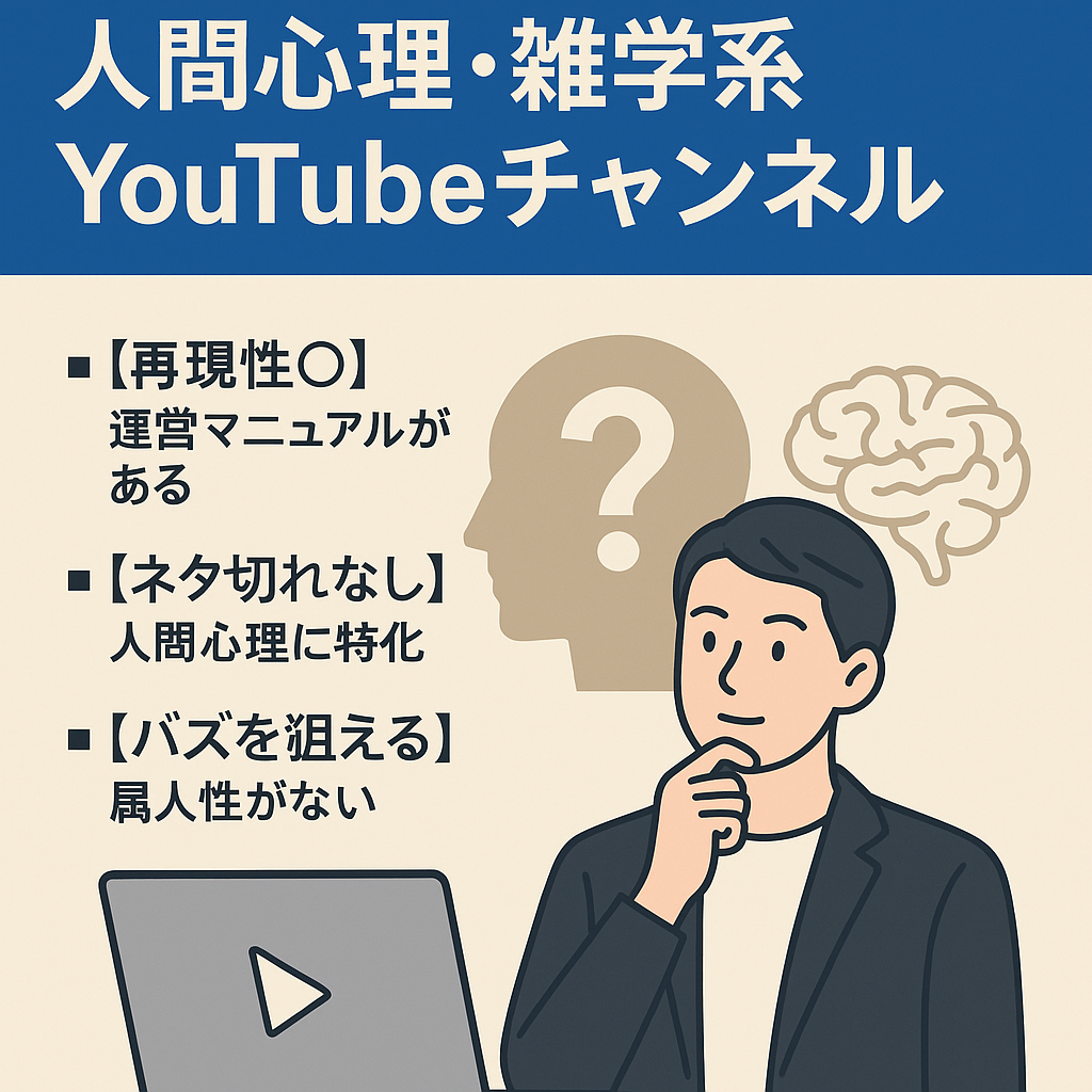 【登録者2700人超／最高23万再生】人間心理・雑学系YouTubeチャンネル【属人性なし・ChatGPT活用で再現性◎】