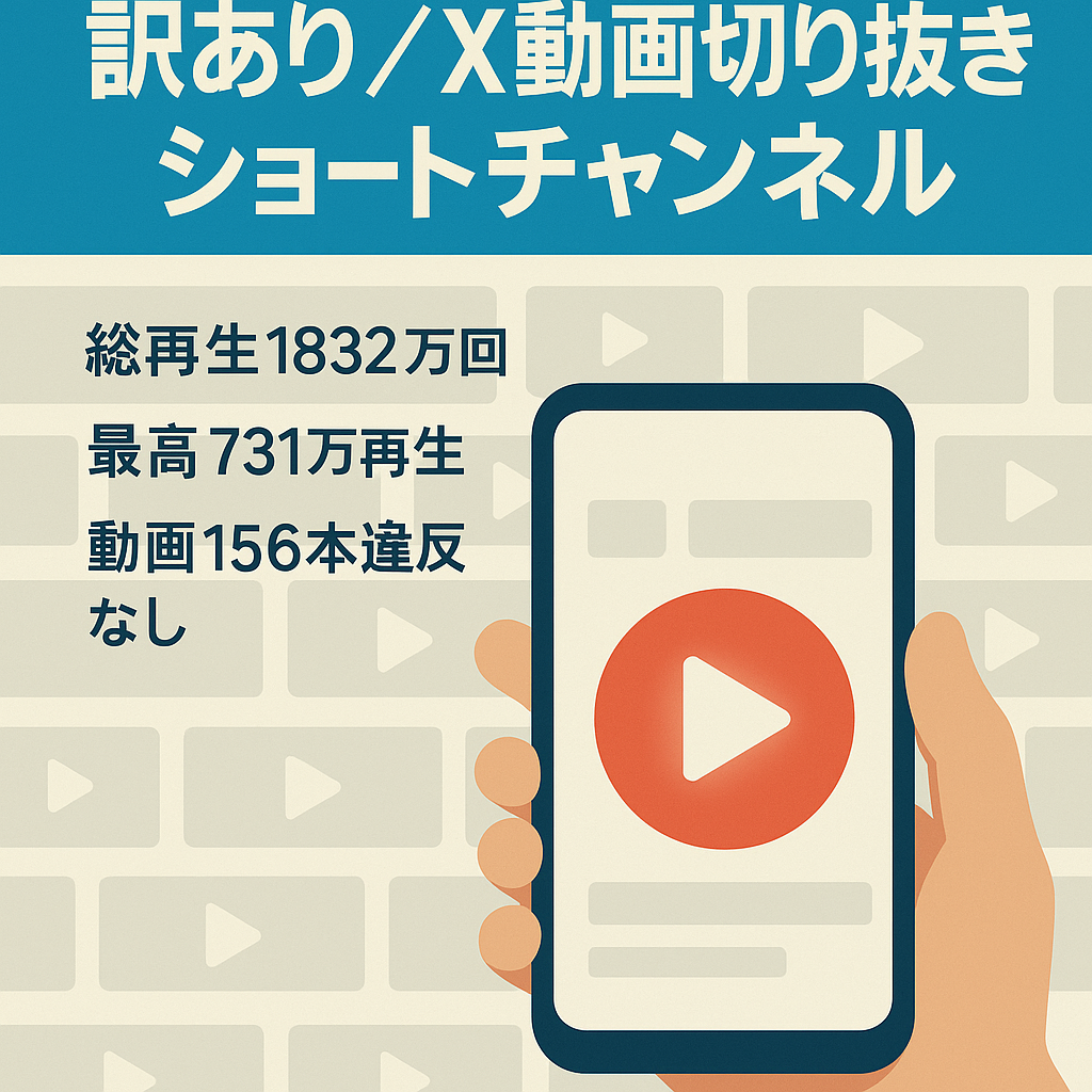 訳あり：【総再生1,832万回／最高731万再生ヒット】Xバズ動画切り抜きショートチャンネル
