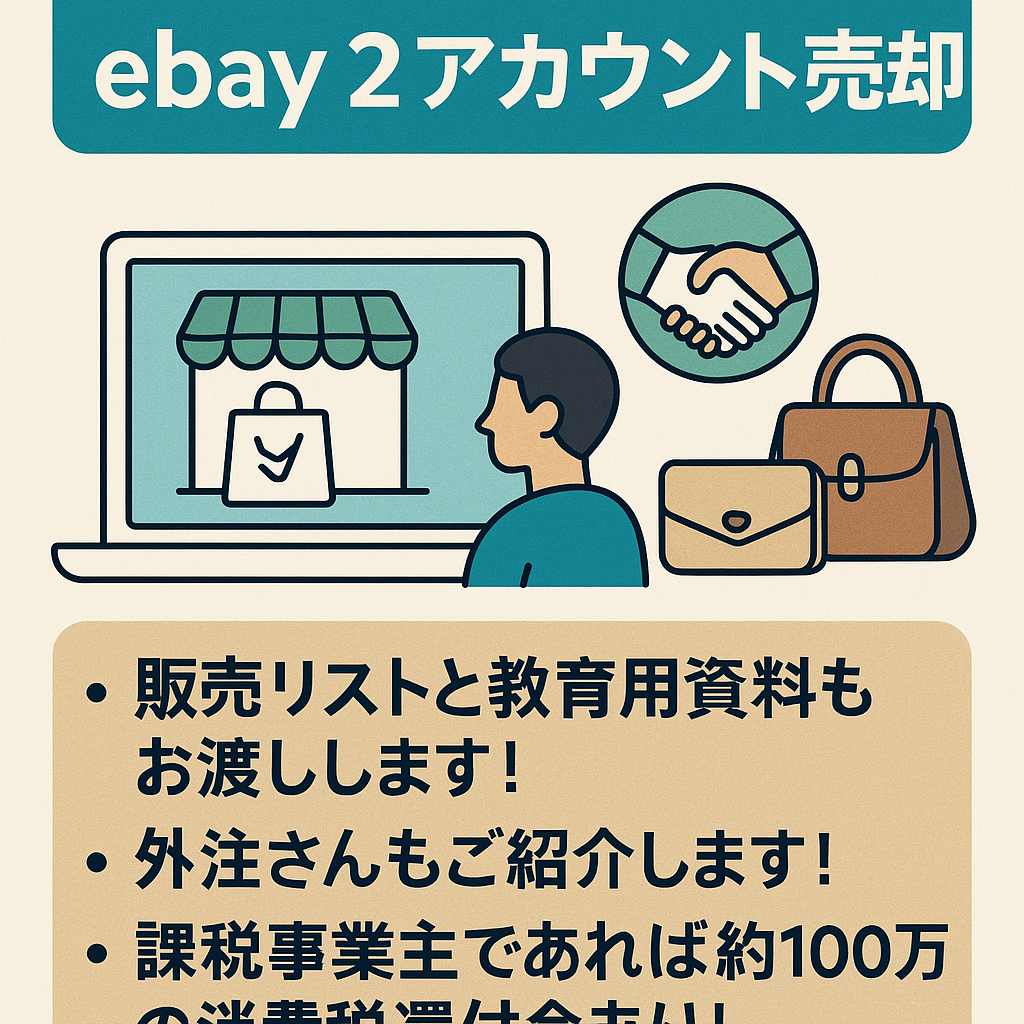 【外注化可能！教育済み外注さん交渉可能！】ebay 2アカウント 無在庫 Top Rated 評価214 リミット 5,000万ドル ブランド品 バッグ アパレル 財布 靴 小物類