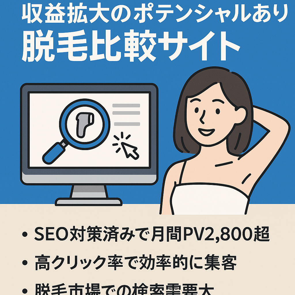 【MAX売上200万円/年 超】収益拡大のポテンシャルあり！脱毛比較サイト