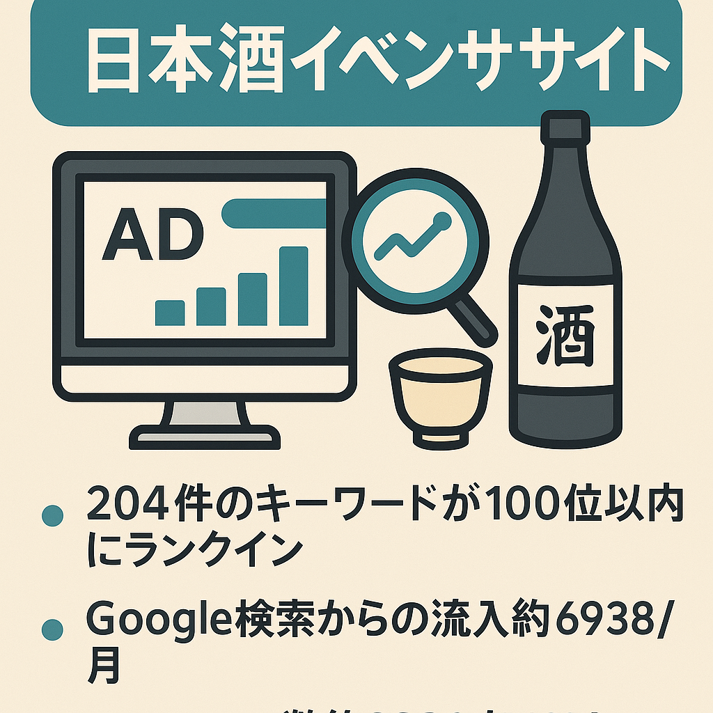 【検索１位】Googleアドセンスによる毎月の収益あり・日本酒に特化したイベントサイト