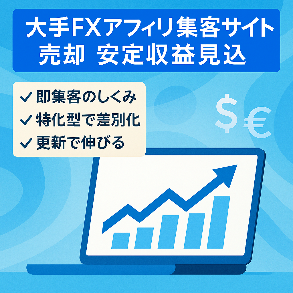 安定的な収益が見込める大手FXアフィリエイト集客サイトの売却案件