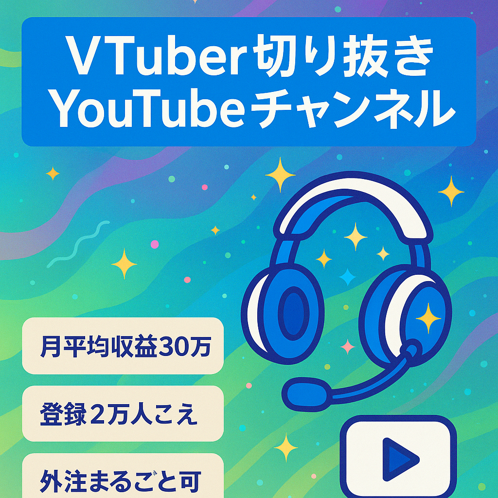 【最高月間収益89万円】大人気VTuber事務所の切り抜きYouTubeチャンネル【登録者2万人/フル外注可/総再生数1600万越え/収益化済み/収益分配なし】