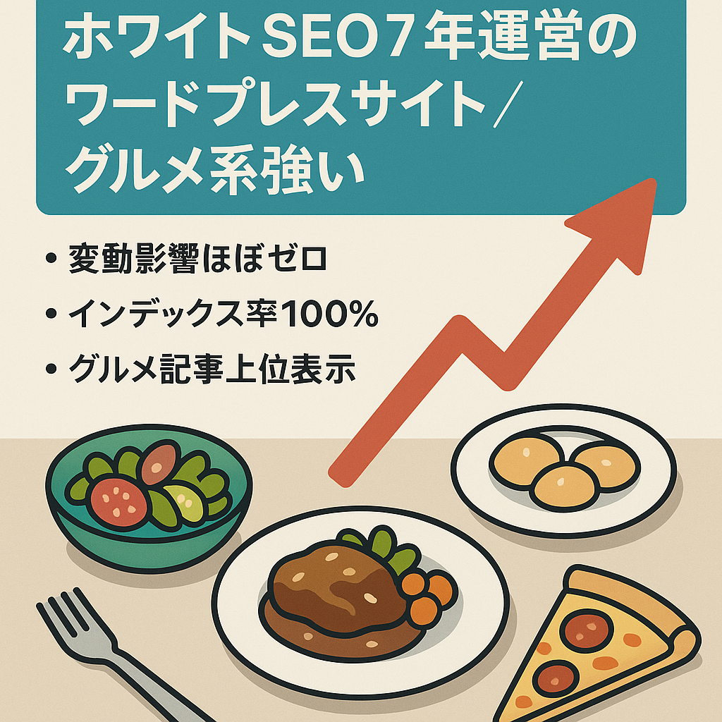 ホワイトSEO7年運営のワードプレスサイト/グルメ系強い