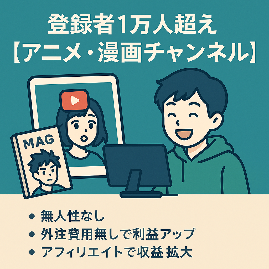 【登録者1万人以上/5月収益14万円】アニメ・漫画の反応集チャンネル【AIで台本作成可能】【属人性無し】