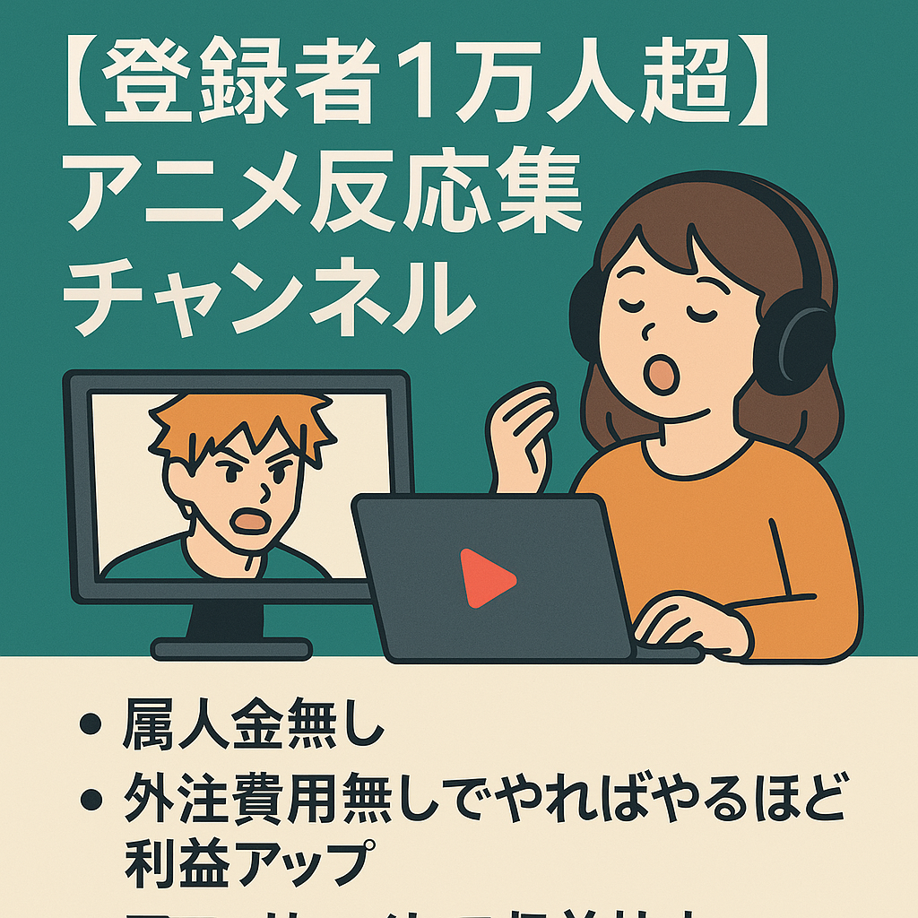 【登録者1万人越え/収益15万円以上】アニメ反応集チャンネル【属人生無し】