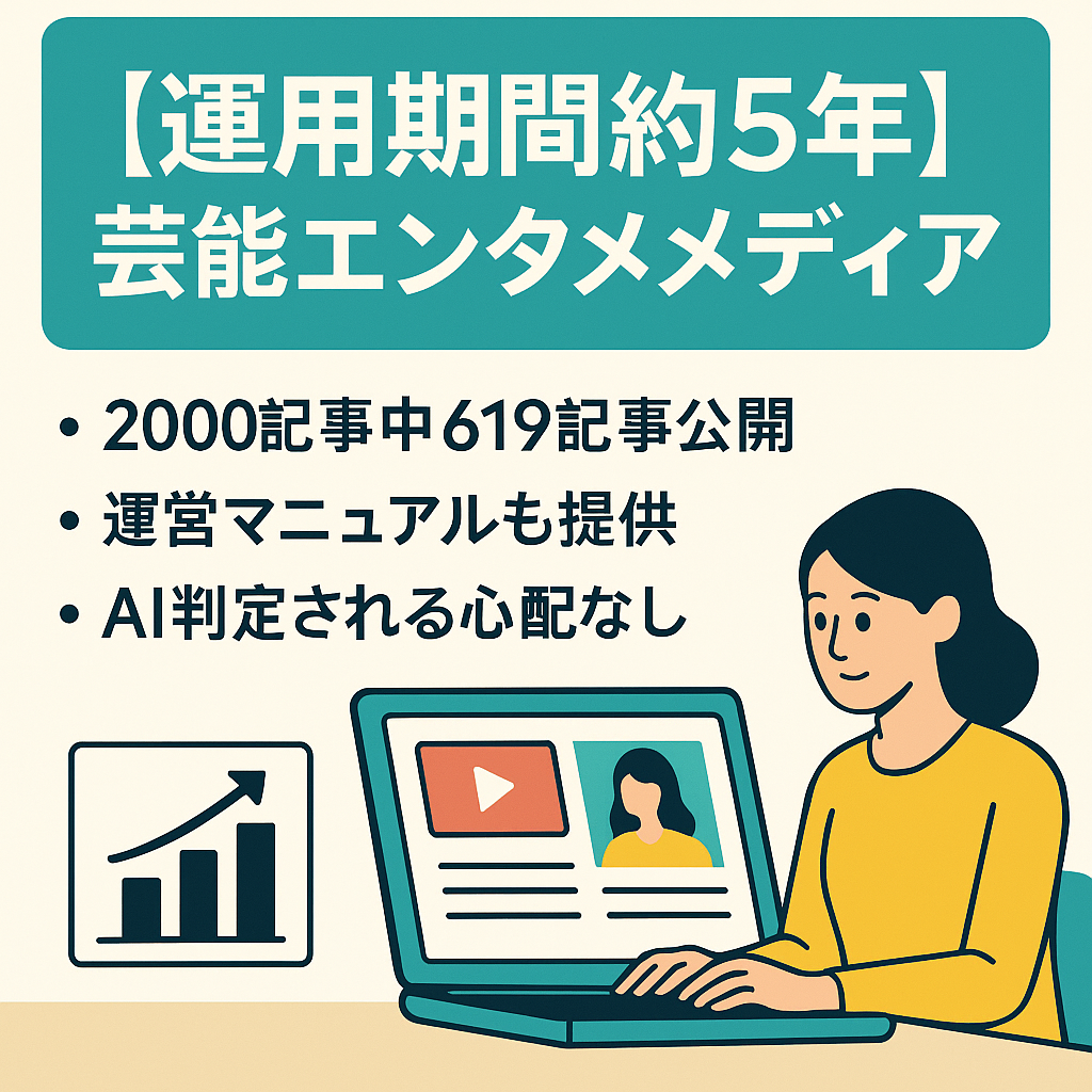 【運用期間約5年】最高月間流入数40万PV超の芸能エンタメメディア