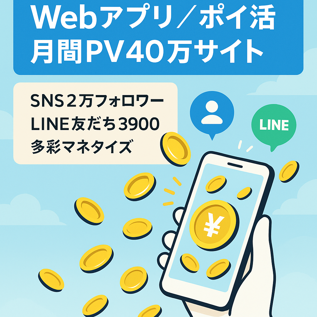 （webアプリ）ポイ活・ポイントサイト【SNS総フォロワー数2万人以上/月間PV43万達成！】