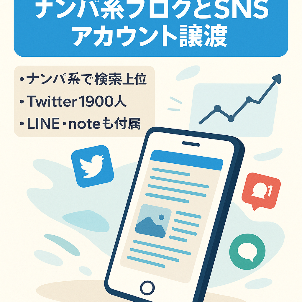 ナンパブログ。SEO検索上位多数。ブログ、SNSアカウント全譲渡