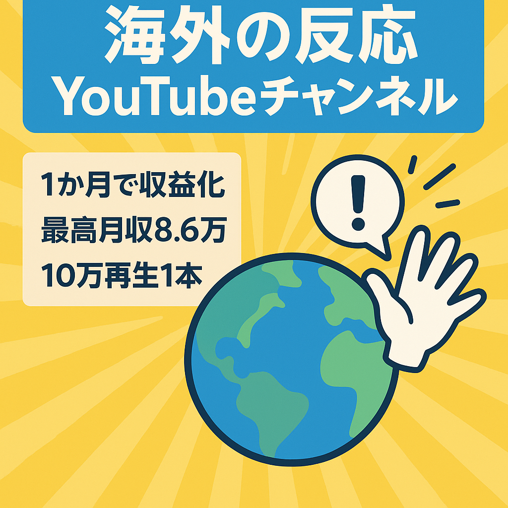 【海外の反応】のチャンネルを運営しています。8月15日に運営開始して1か月以内で収益化しております。
