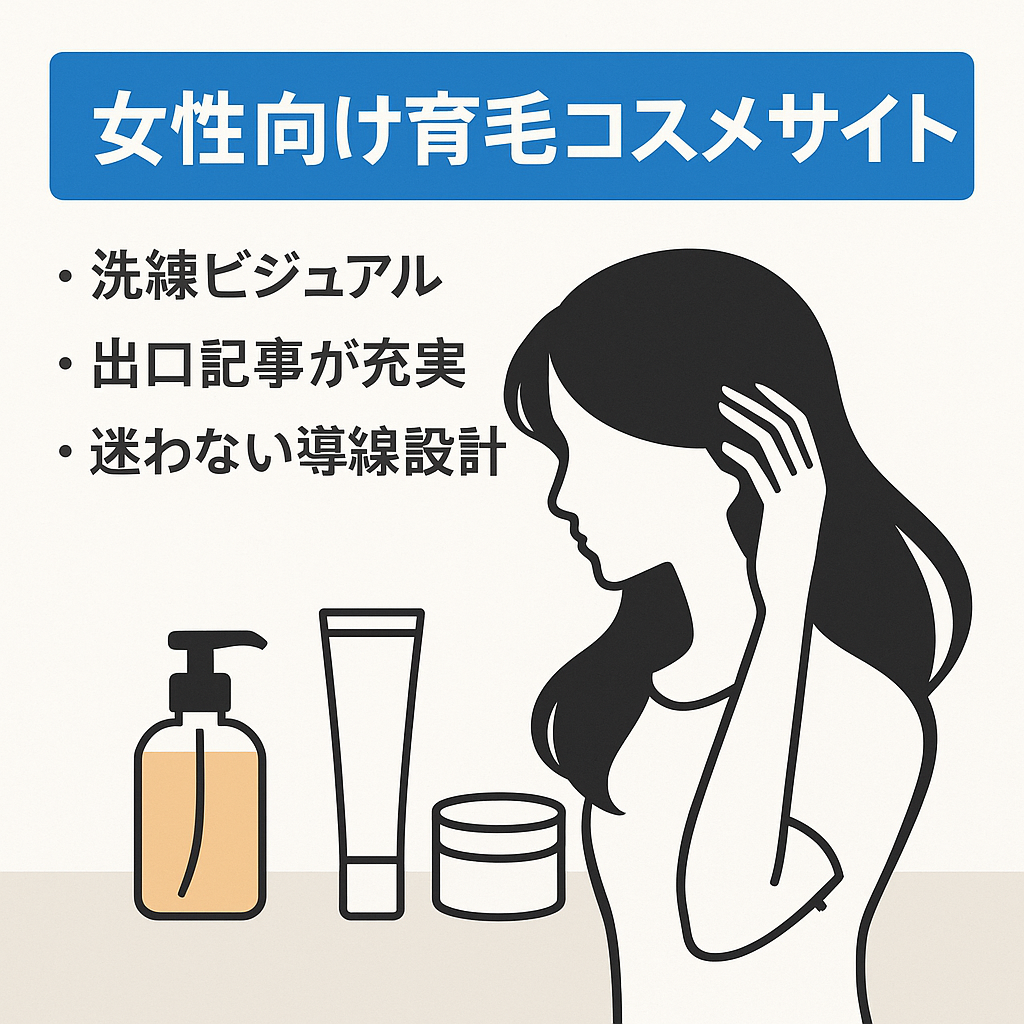 【女性に特化した育毛サイト】デザイン性が非常に高いコスメサイトとなっております。