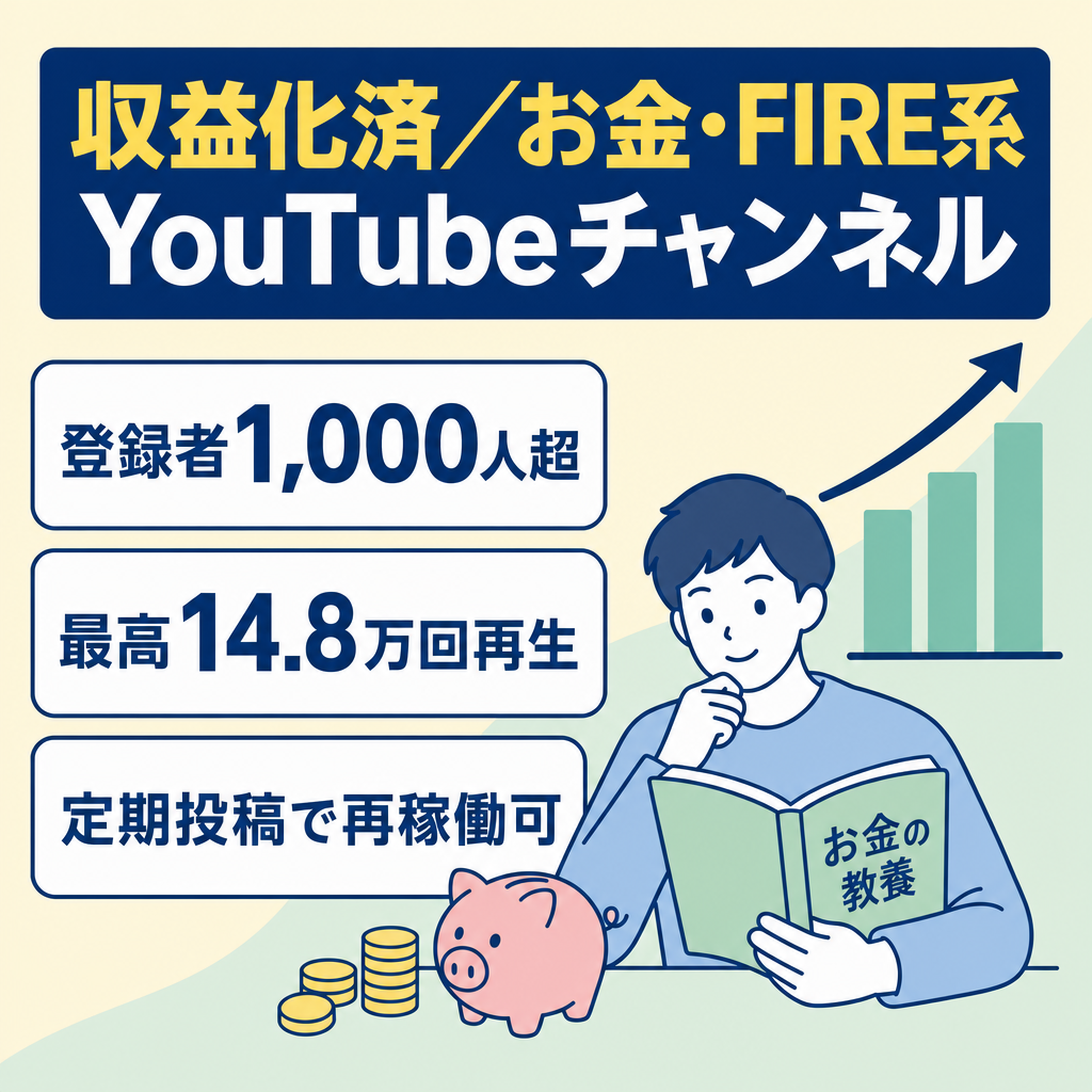 【収益化済／登録者1,000人超／お金・FIRE系】非属人YouTubeチャンネル