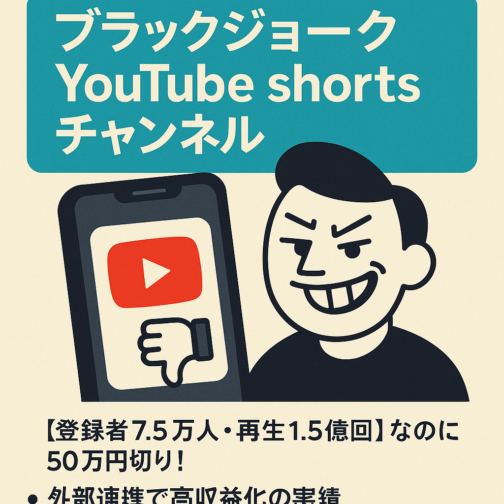 訳あり：【登録者7.5万人・再生1.5億回】ブラックジョークYoutube shortsチャンネル【早い者勝ち】