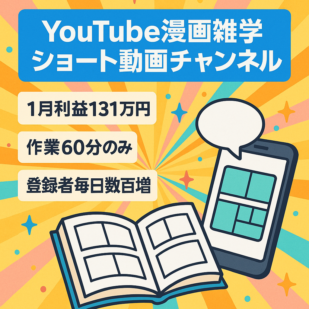 【1月利益131万円‼️】大人気漫画の雑学チャンネル！数十秒のショート動画のみ・作業時間60分でこの数字！